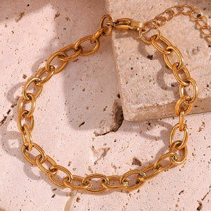 Cable Chain Bracelet | 18K Gold Plated | Woman Size Jamela