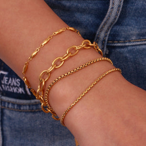 Cable Chain Bracelet | 18K Gold Plated | Woman Size Jamela