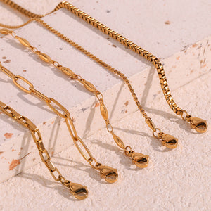 Box Chain Bracelet | 18k Gold Plated | Woman Size Jamela