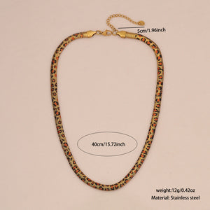 Leopard Herringbone Necklace Jamela Jewelry EG