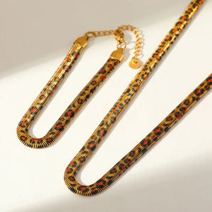 Leopard Herringbone Necklace Jamela Jewelry EG