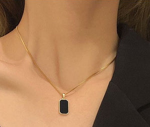 Black Tag Pendant Necklace | For Woman | مقاس خاص بالنساء فقط Jamela Jewelry EG
