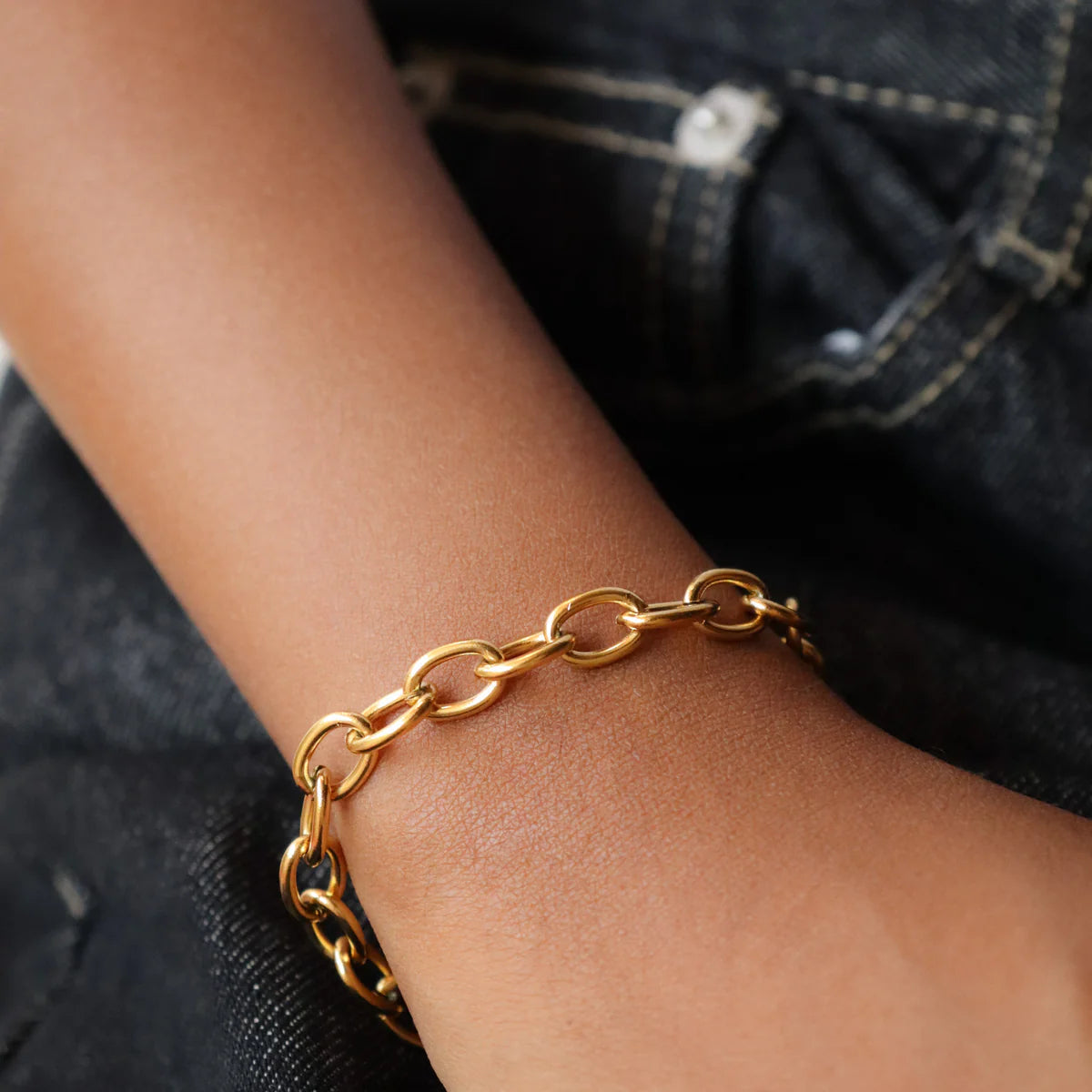 Cable Chain Bracelet | 18K Gold Plated | Woman Size Jamela