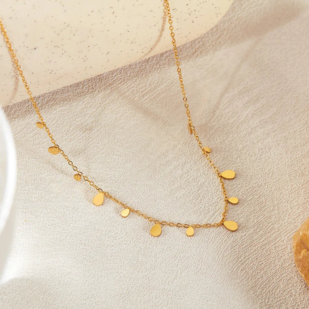 Golden Teardrop Necklace Jamela Jewelry EG