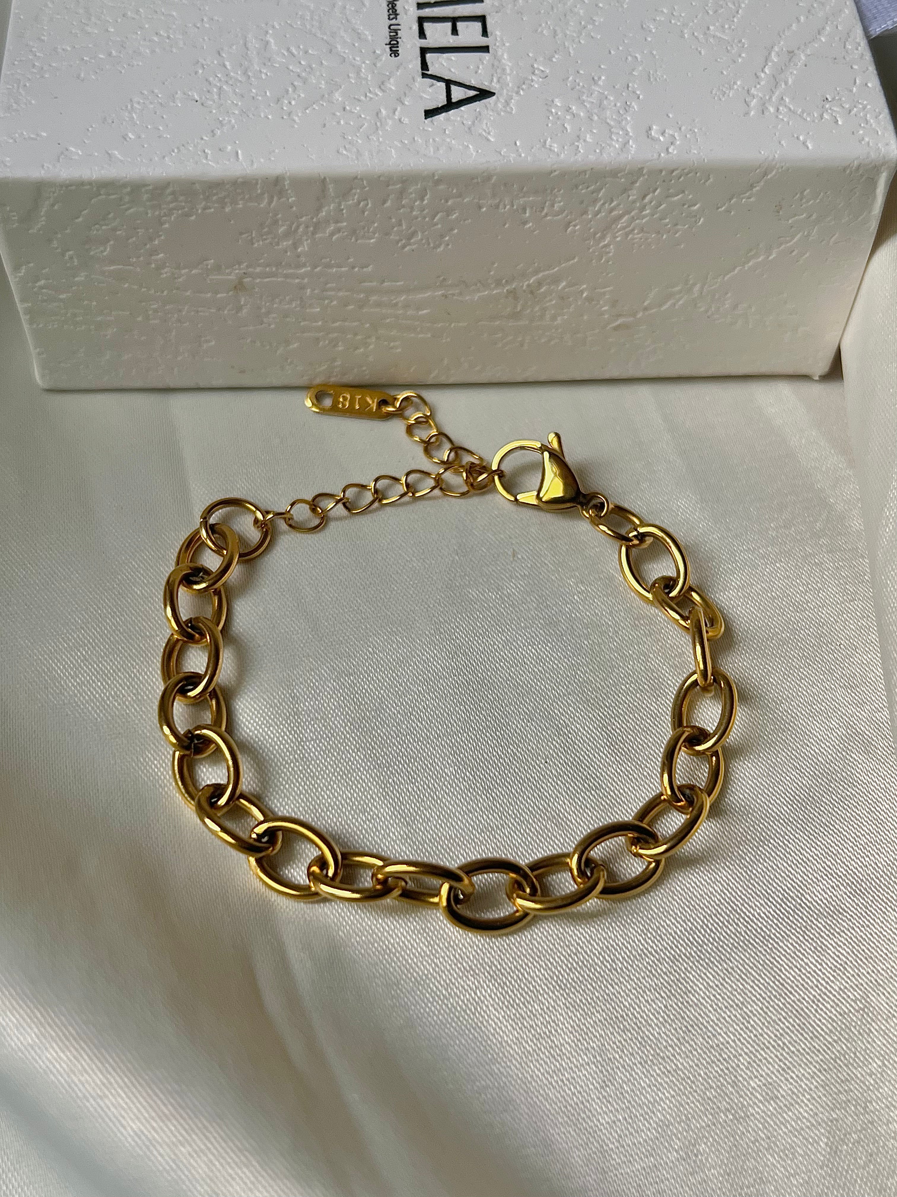 Cable Chain Bracelet | 18K Gold Plated | Woman Size