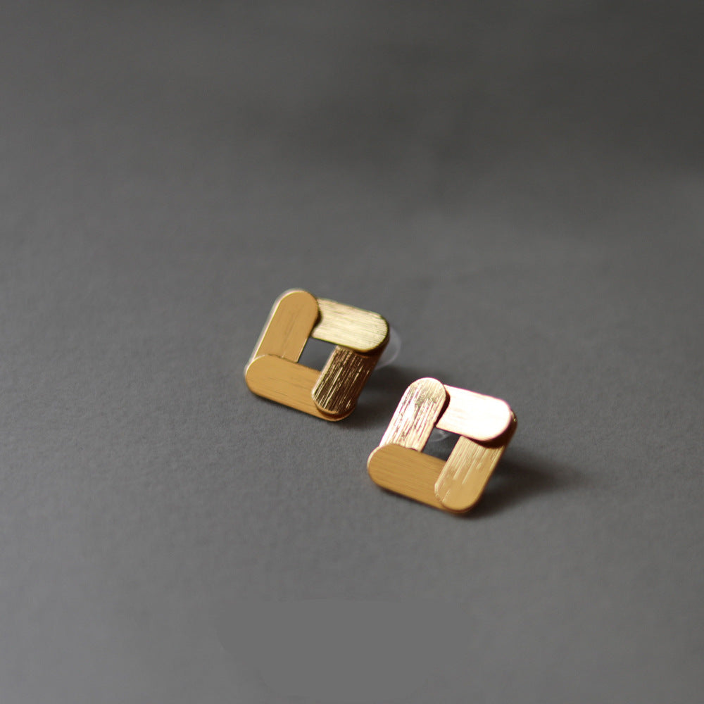 Woven Gold Studs | Brass