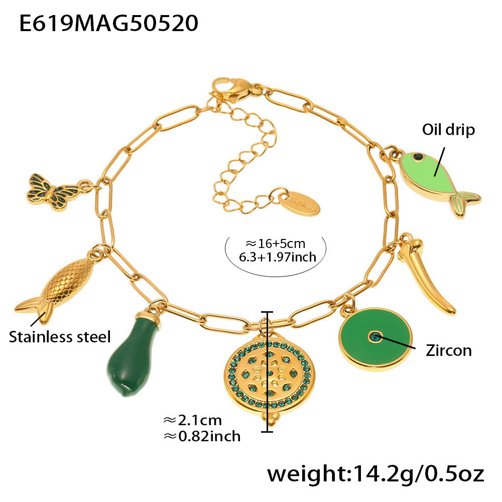 Botanic Treasures | Green |18k Gold Plated Jamela