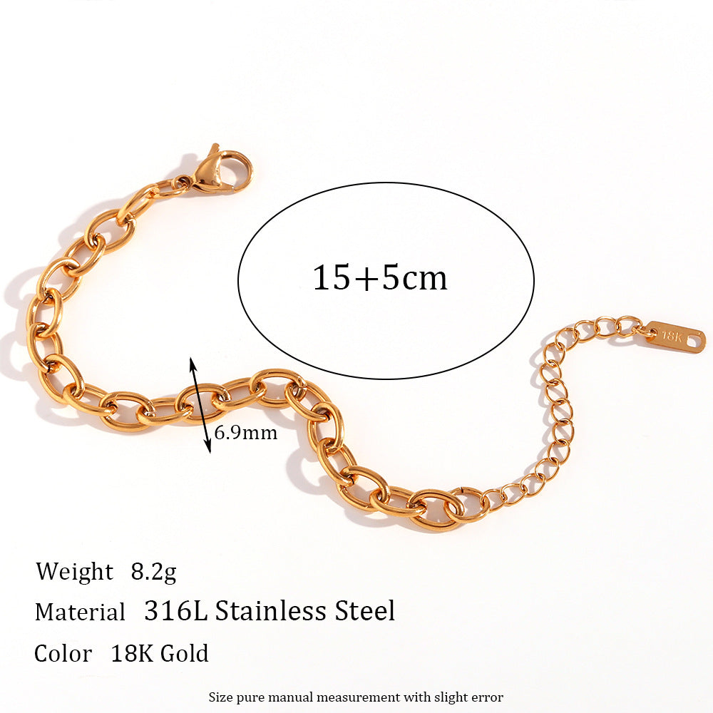 Cable Chain Bracelet | 18K Gold Plated | Woman Size Jamela
