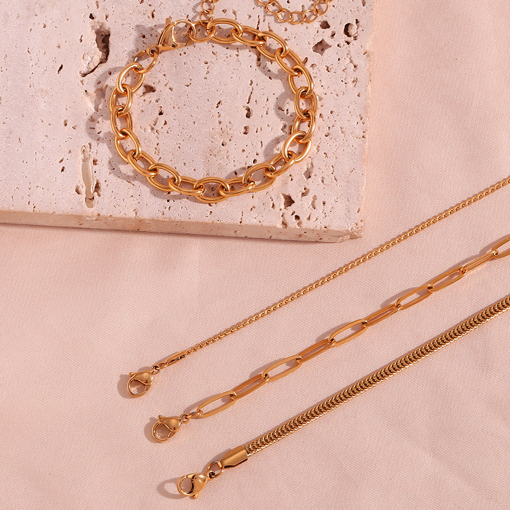 Cable Chain Bracelet | 18K Gold Plated | Woman Size Jamela