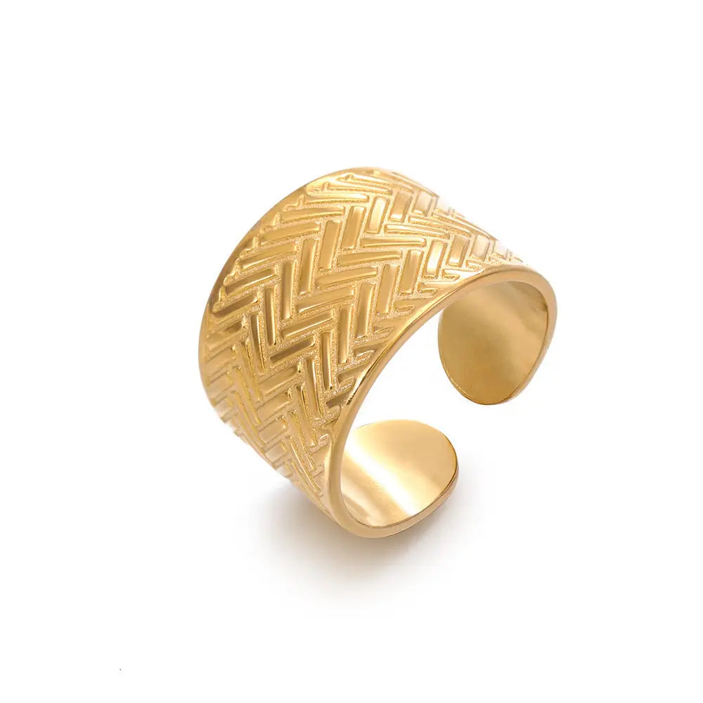 Wide Textured Ring | Free Size Jamela