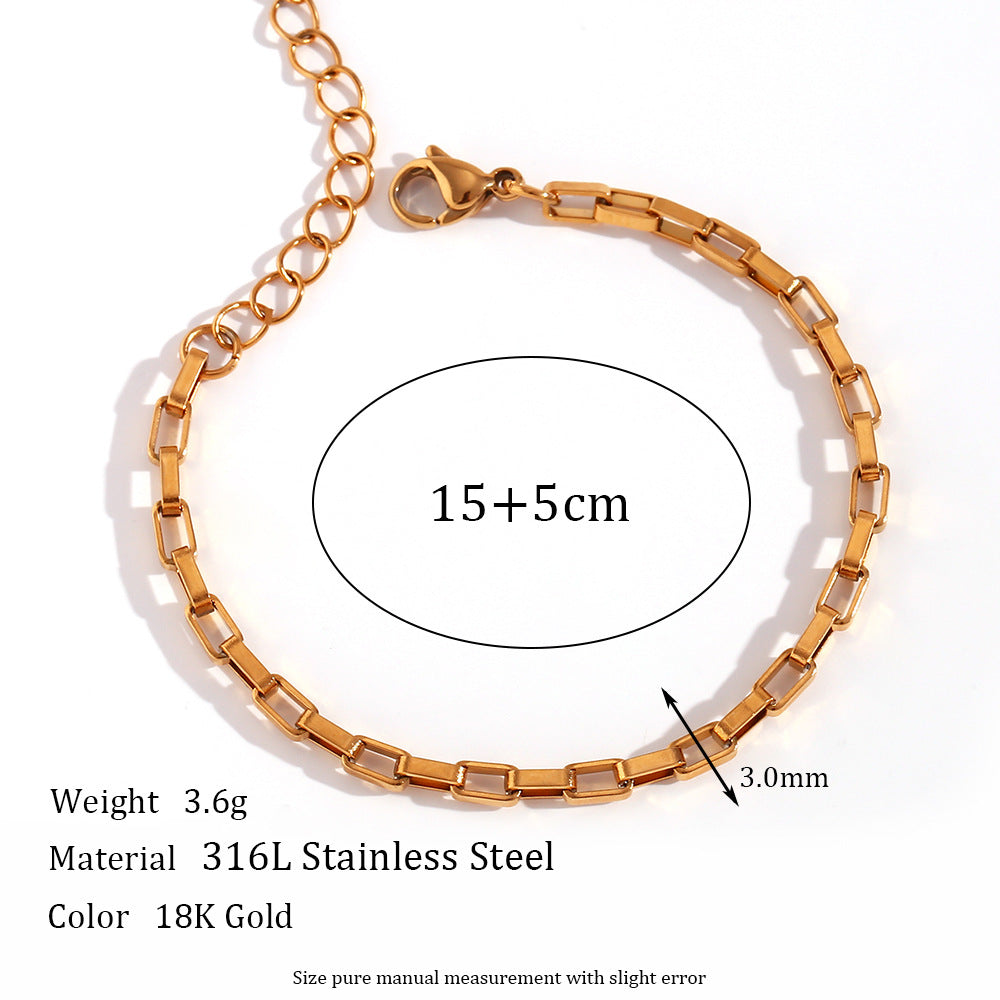 Box Chain Bracelet | 18k Gold Plated | Woman Size Jamela
