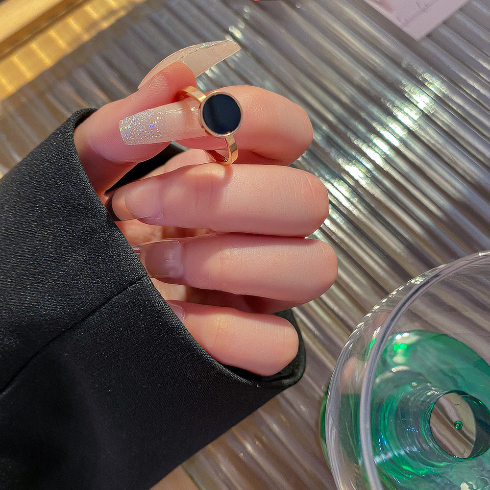 Black Enamel Signet Jamela Jewelry EG