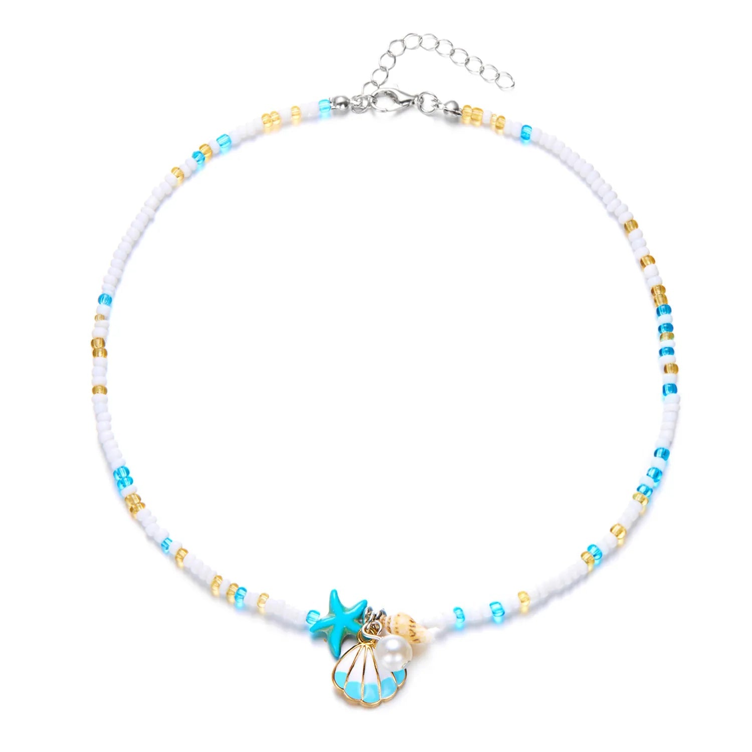 Stylish Shell Pendant Necklace Beaded Necklace Jamela Jewelry EG