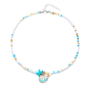 Stylish Shell Pendant Necklace Beaded Necklace Jamela Jewelry EG