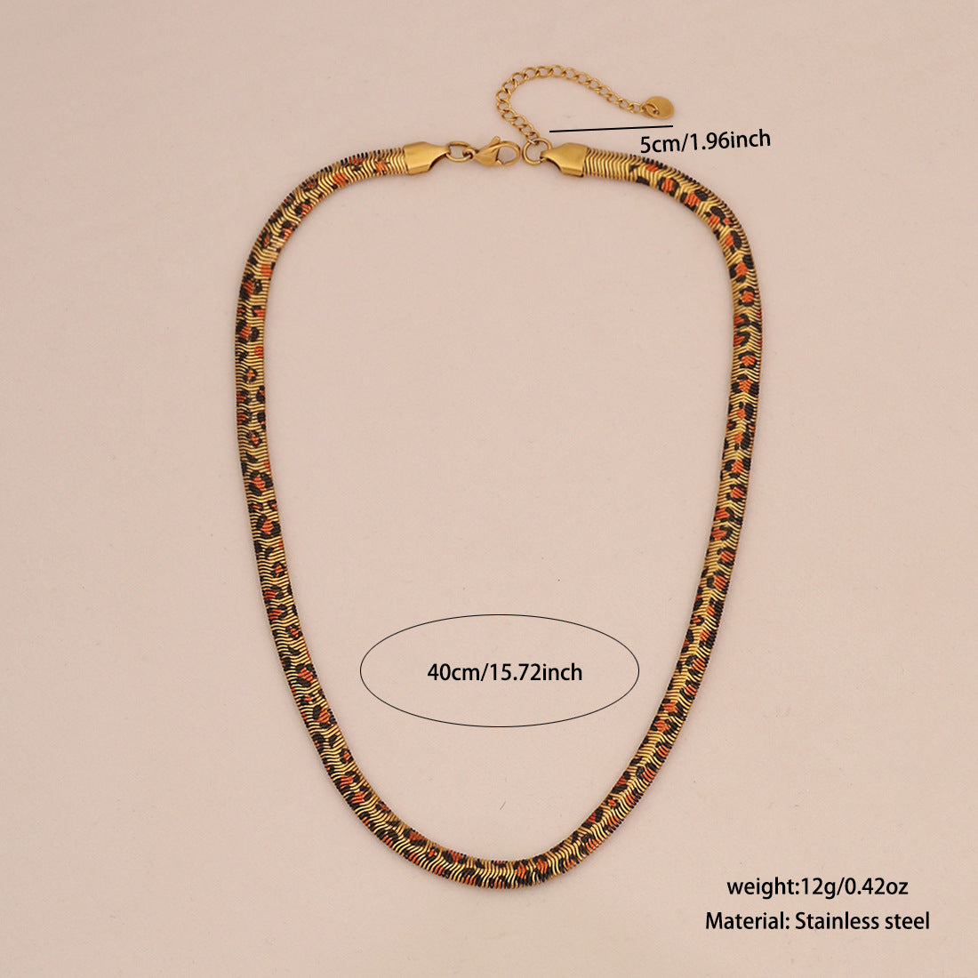 Leopard Herringbone Necklace Jamela Jewelry EG