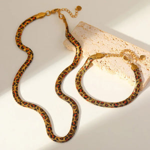 Leopard Herringbone Necklace Jamela Jewelry EG