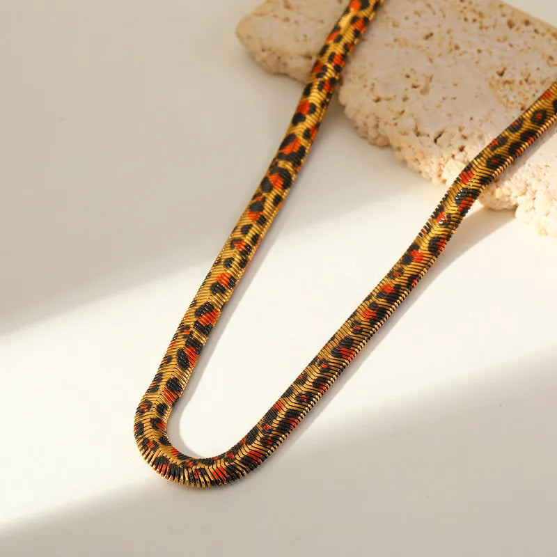 Leopard Herringbone Necklace Jamela Jewelry EG