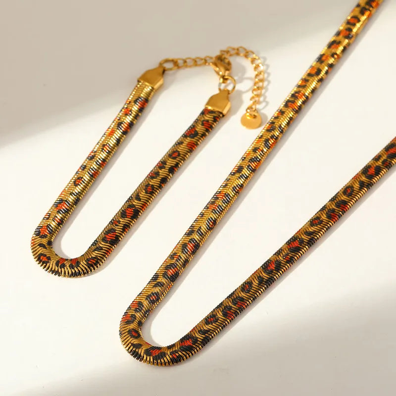 Leopard Herringbone Necklace Jamela Jewelry EG