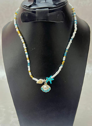 Stylish Shell Pendant Necklace Beaded Necklace Jamela Jewelry EG
