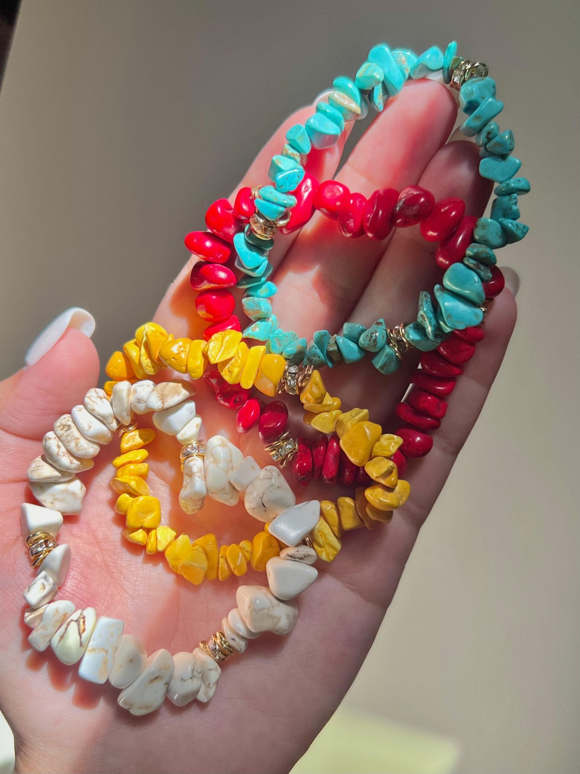 Natural Stone Gold Spacer Bracelet Jamela