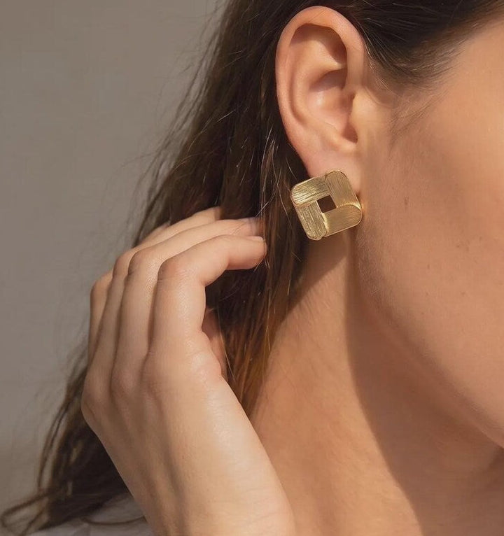 Woven Gold Studs | Brass | 925 Silver Needles