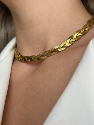 Double Layered Snake Bone Necklace Jamela Jewelry EG