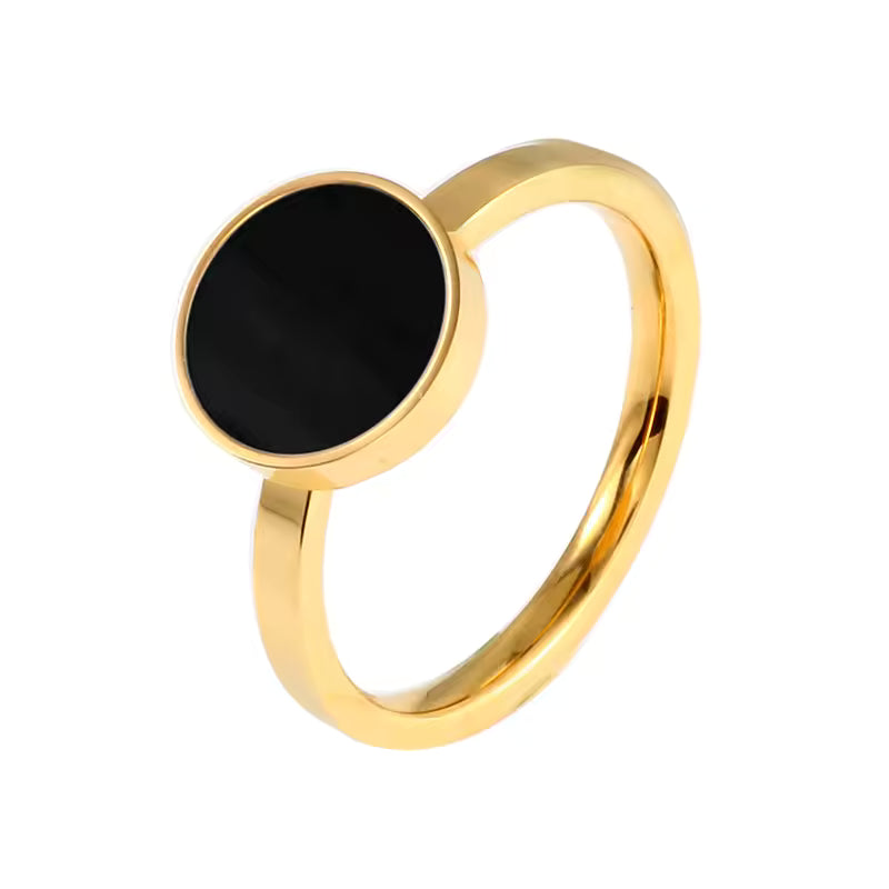 Black Enamel Signet Jamela Jewelry EG