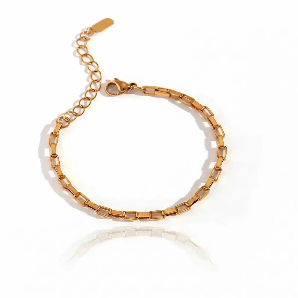 Box Chain Bracelet | 18k Gold Plated | Woman Size Jamela
