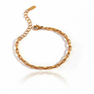 Box Chain Bracelet | 18k Gold Plated | Woman Size Jamela