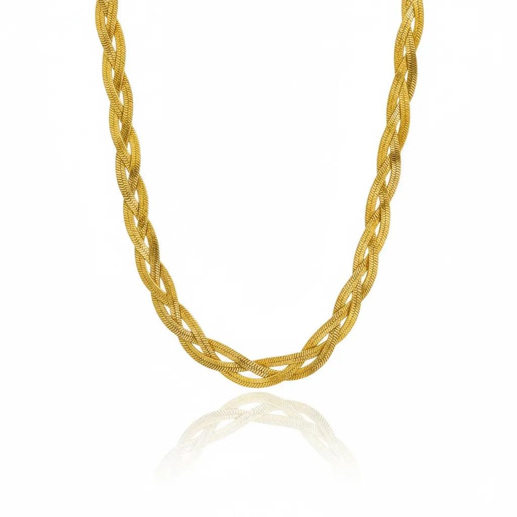 Double Layered Snake Bone Necklace Jamela Jewelry EG